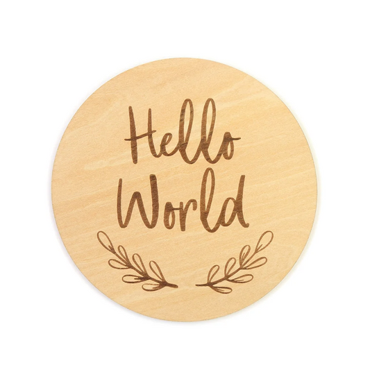 Snuggle Hunny Hello World Large Wooden Milestone Card