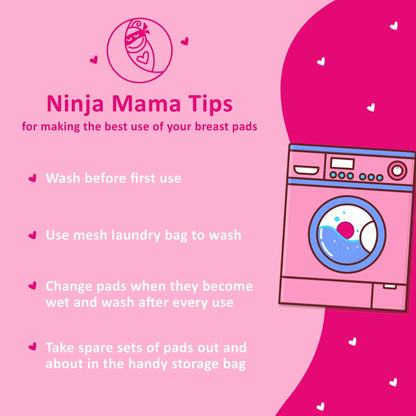 Ninja Mama 4 Layer Washable Organic Bamboo Nursing Pads - 7 pairs