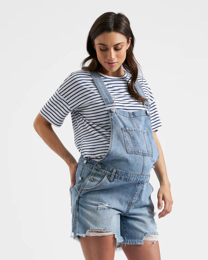 Ripe Maternity Denim Short Overalls