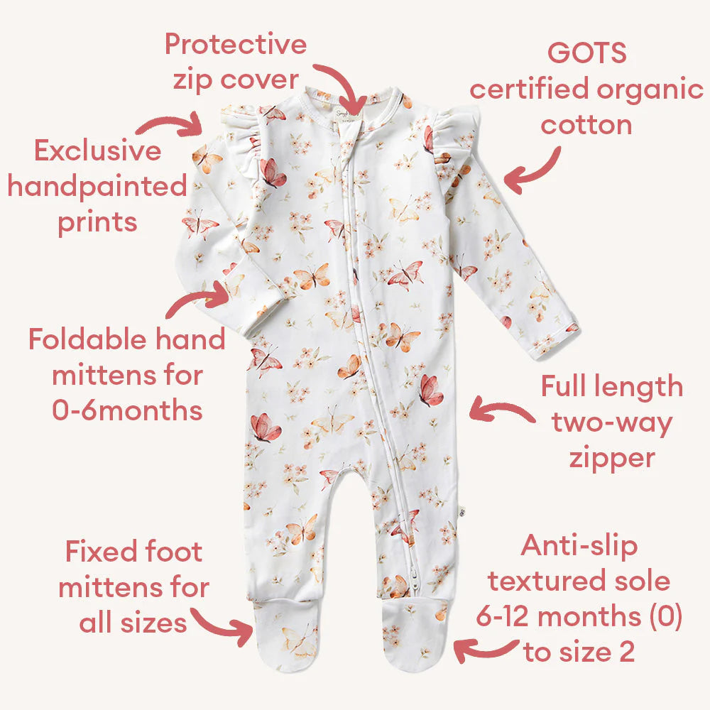 Snuggle Hunny Organic Snuggle Sleepsuit Zip Footie with Frill