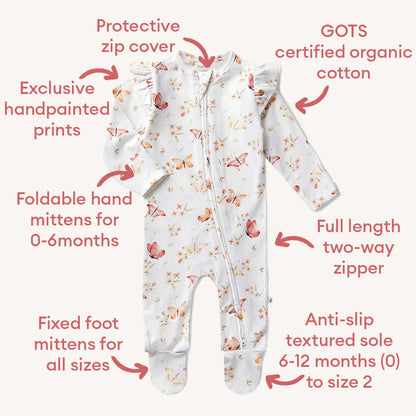 Snuggle Hunny Organic Snuggle Sleepsuit Zip Footie with Frill