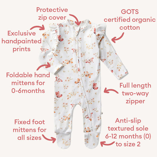 Snuggle Hunny Organic Snuggle Sleepsuit Zip Footie with Frill