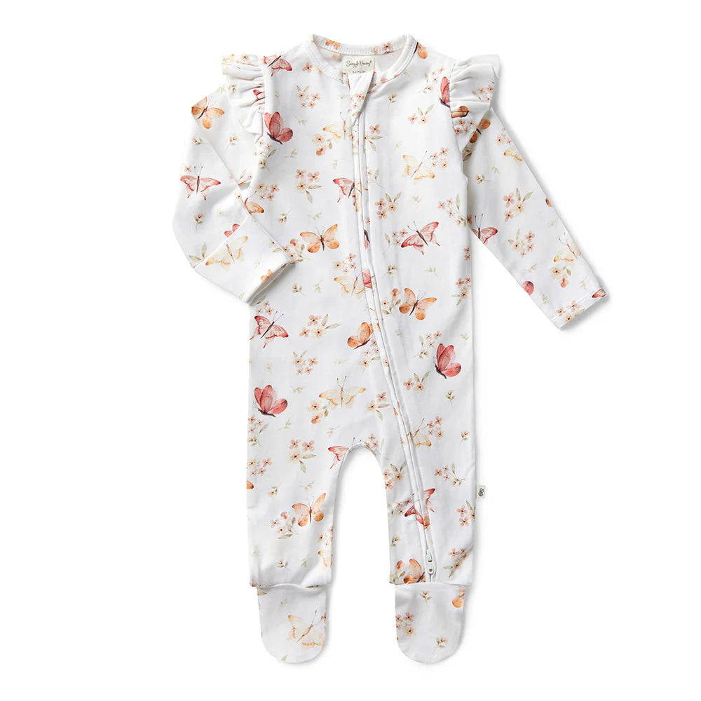 Snuggle Hunny Organic Snuggle Sleepsuit Zip Footie with Frill